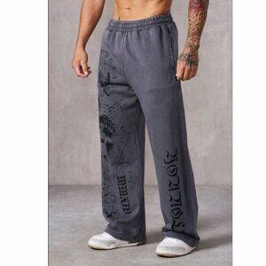 YOUNGLA Men's # 2139 Dark Grey Wash Renaissance Sweats 100% Cotton Size L